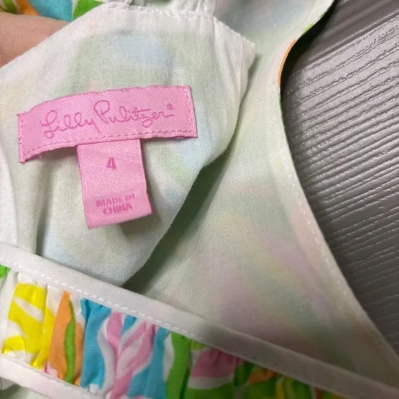 Lilly Pulitzer Fryer Shift Dress Size 4 Elephant Ears Multi Green Yellow Pink - Picture 12 of 15